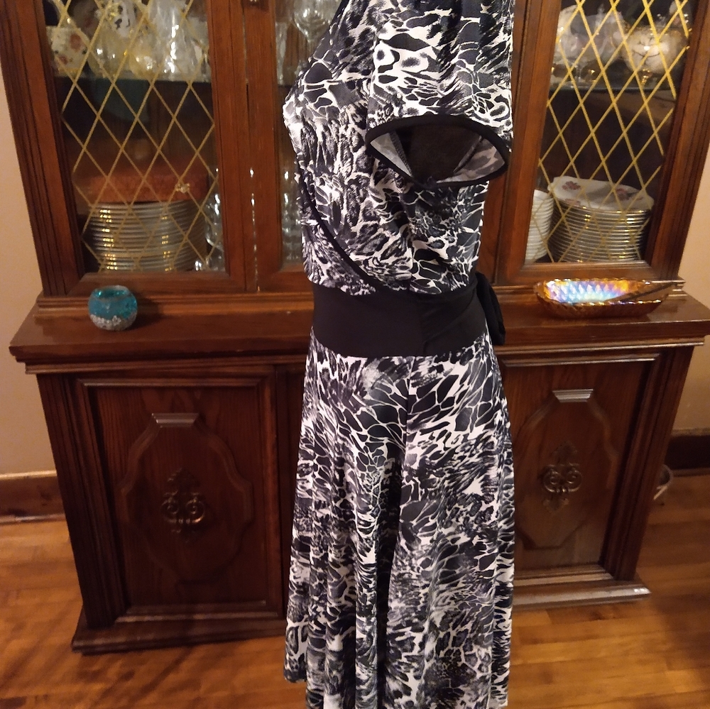 Size S Reina black an white animal print dress - Picture 7 of 16